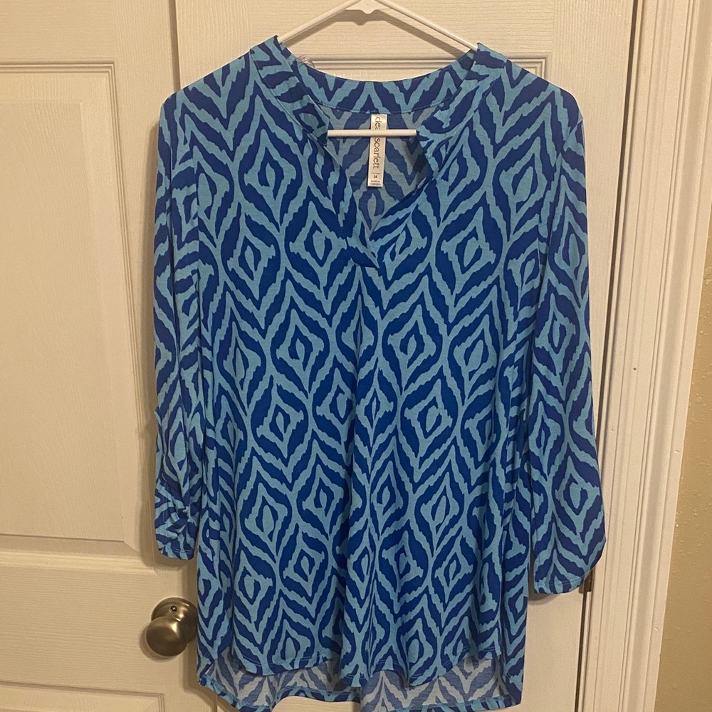Scarlett Blue Geometric Women's Blouse